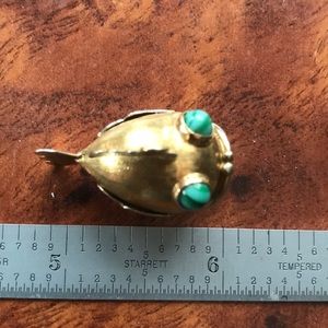 14k and “malachite” fish charm VINTAGE